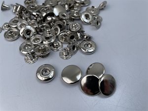 Trykknap - sølv, 15 mm (pakke med ca 20 stk)